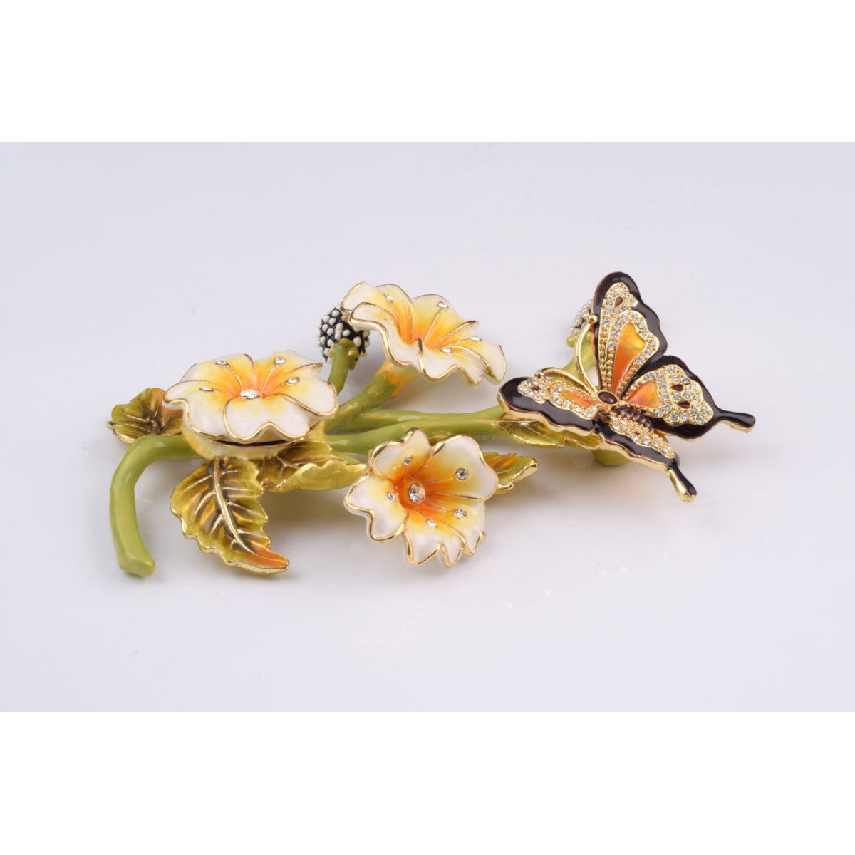 Butterfly on Branch with Flowers