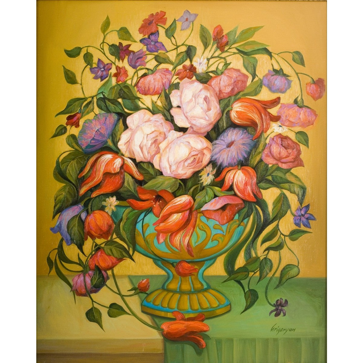 Colorful Flowers Vase by Marina Grigoryan